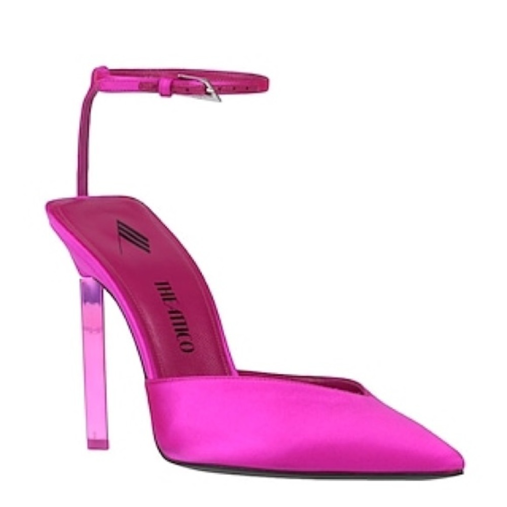 New The Attico Perine Satin Pumps Pointed Toe Fuchsia Pink Sz 36.5